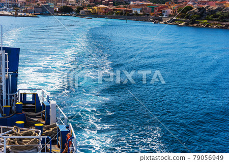 Ferry boat wake in Sardinia Ferry boat wake in Sardinia 79056949
