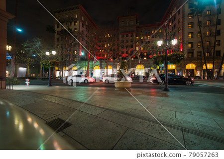 Wilshire boulevard by night in Beverly Hills Wilshire boulevard by night in Beverly Hills 79057263