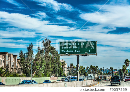 Traffic on a freeway in Los Angeles Traffic on a freeway in Los Angeles 79057269
