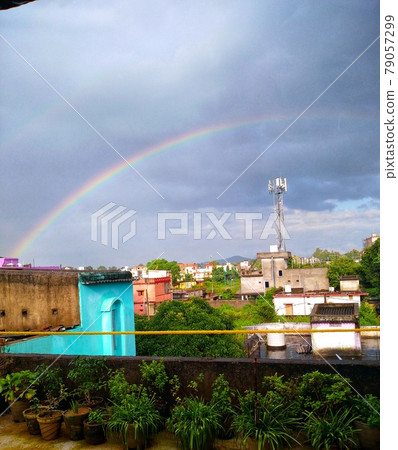 The rainbow view of the Sundargarh city of India. This city belongs to Odisha state.  79057299