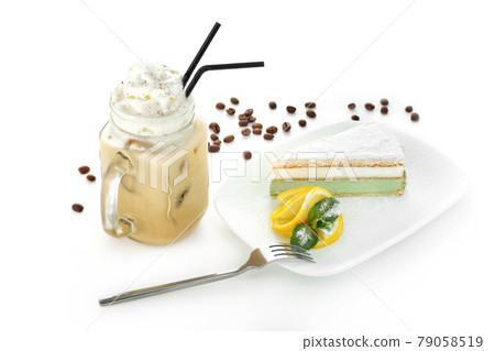 Ricotta pear on white background 79058519