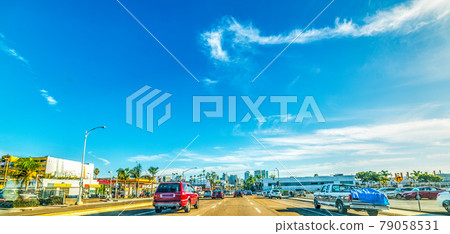 Traffic in San Diego with downtown on the background Traffic in San Diego with downtown on the background 79058531