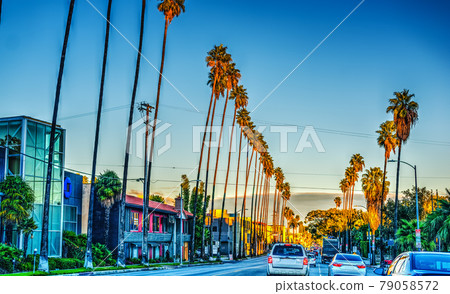 Colorful dusk on Sunset boulevard 79058572