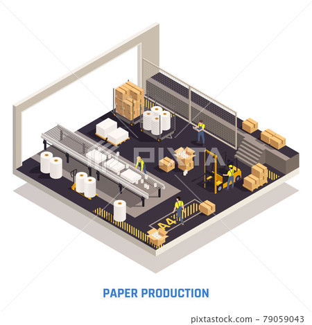 Paper Production Isometric Isolated Concept 79059043