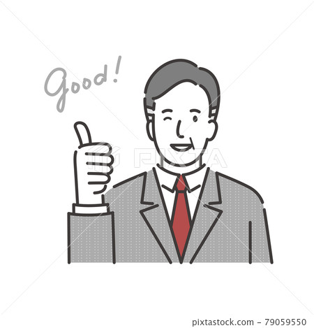 A middle-senior businessman who gives a good sign and winks 79059550