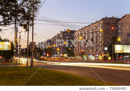 Traffic cars on one of the streets in Moscow (summer evening), Russia Traffic cars on one of the streets in Moscow (summer evening), Russia 79060485