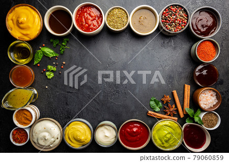 Set of different dip sauces Set of different dip sauces 79060859