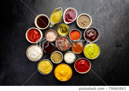 Set of different dip sauces Set of different dip sauces 79060863