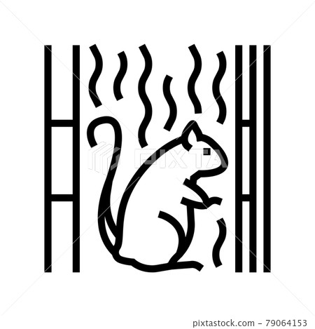 rat living in cotton wool in wall line icon vector illustration 79064153