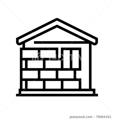 wall insulation outside mineral wool line icon vector illustration 79064161