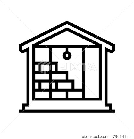 inside wall insulation with mineral wool line icon vector illustration 79064163