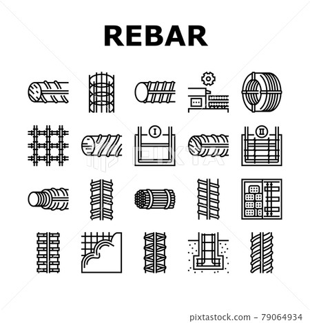 Rebar Construction Collection Icons Set Vector 79064934