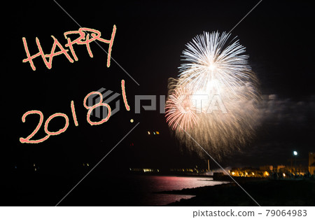"happy 2018" written in the night "happy 2018" written in the night 79064983