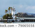 Lighthouse with Alcatraz island on the background in San Francisco 79065038