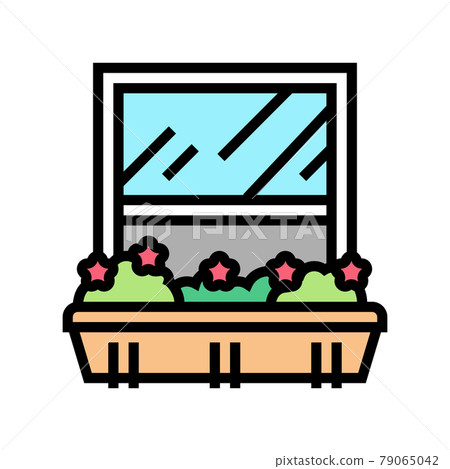 growing domestic plant on window sill pot color icon vector illustration 79065042