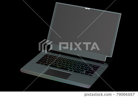 3d rendering of modern gaming colorful laptop on black background 3d rendering of modern gaming colorful laptop on black background 79066887