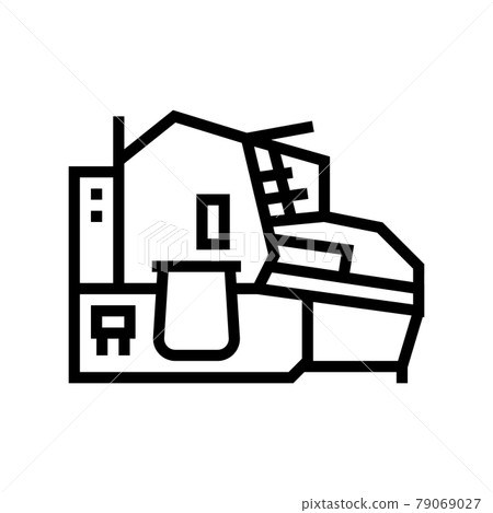 chicken meat manufacturing factory machine line icon vector illustration chicken meat manufacturing factory machine line icon vector illustration 79069027