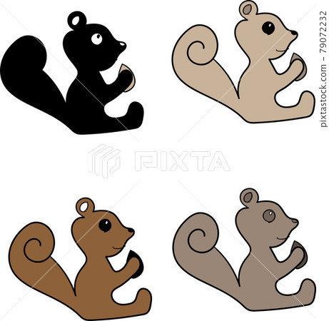 Hand-painted cute squirrel color variation set - Stock Illustration ...
