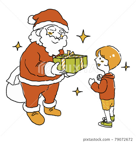 一個男孩很高興收到聖誕老人的禮物 一個男孩很高興收到聖誕老人的禮物 79072672
