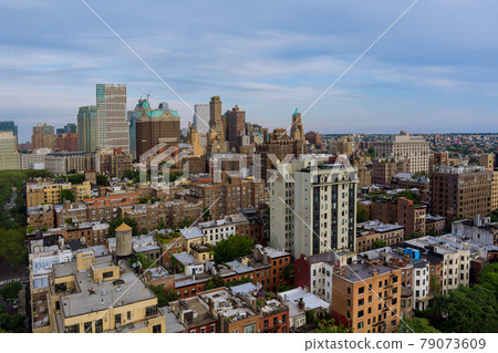 Aerial view from skyline with skyscrapers in Brooklyn downtown New York Aerial view from skyline with skyscrapers in Brooklyn downtown New York 79073609