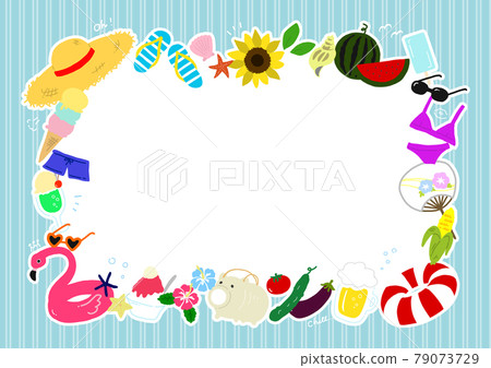流行夏季手繪插畫框架 79073729