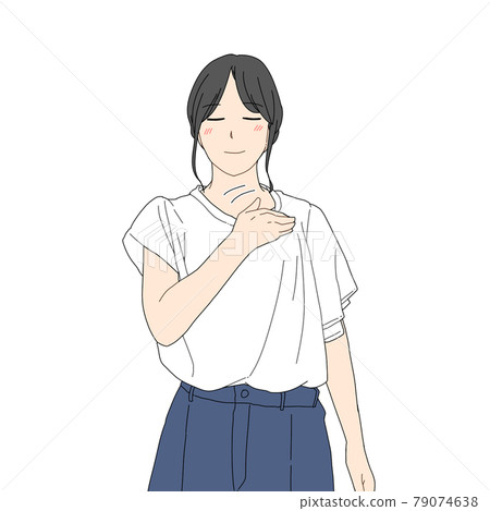 Woman doing lymphatic massage of the left clavicle 79074638