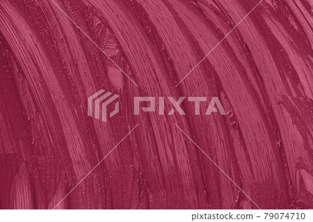 Purple cosmetics smear pattern background. Liquid lipstick cosmetic. Marsala beauty product sample closeup. Pink swatch matt backdrop. Makeup creamy texture. 79074710