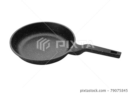 Frying pan with marble covering. Fry pan isolated on white. 79075845