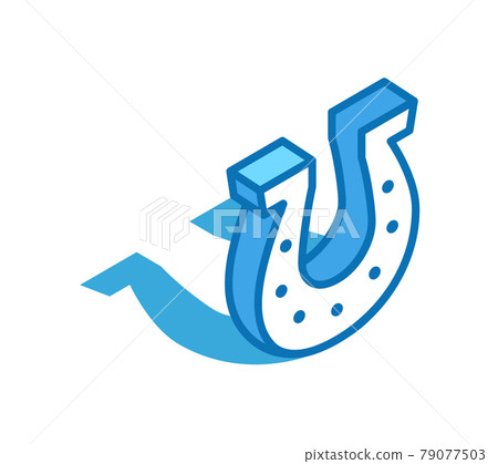 Horseshoe isometric icon. Luck, fortune 3D line symbol. 79077503