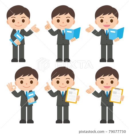 A businessman who proposes with a file A businessman who proposes with a file 79077730