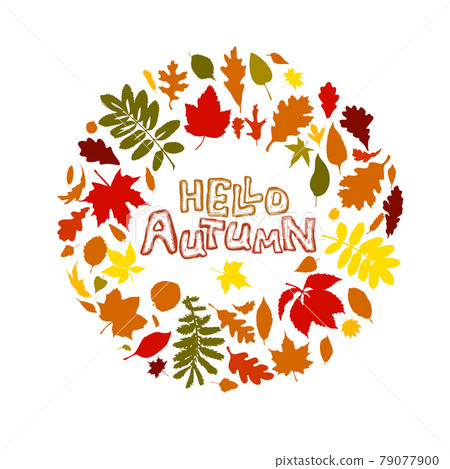 Abstraction of autumn leaves. Hello, autumn. Vector illustration 79077900
