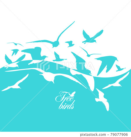 Abstract background with flying seagulls. Vector illustration 79077906