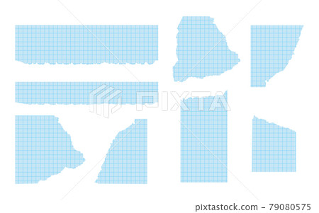 Pieces torn blue graph paper grid line set vector Pieces torn blue graph paper grid line set vector 79080575