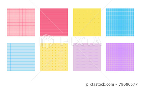 Flat colored notebook paper notes set vector 79080577