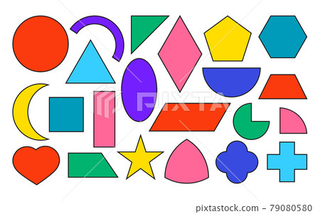 Colorful black line geometric form icon set vector 79080580