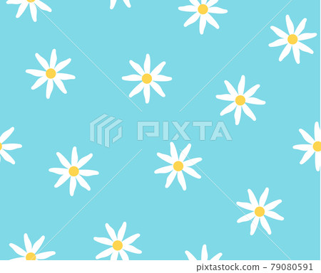 Limitless white chamomile blue background pattern 79080591