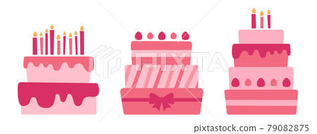Strawberry cake set 79082875
