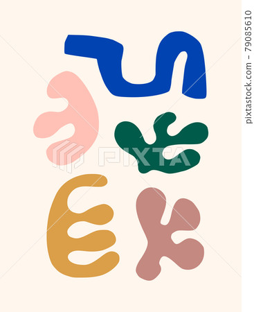 Matisse-inspired Abstract Art Geometric and Organic Shapes in a Trendy Minimalist style. Vector Contemporary Collage 79085610