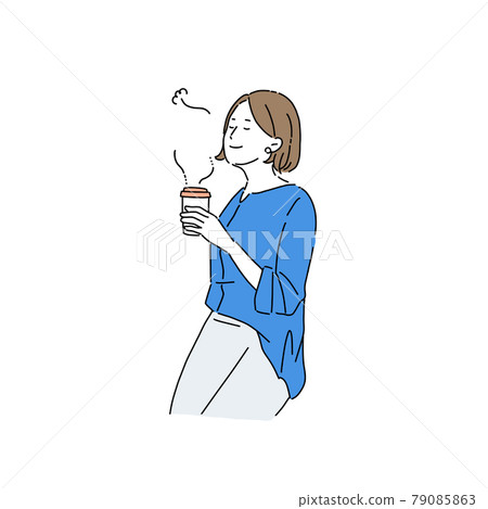 女性休息，辦公室女士，休息，喝咖啡，放鬆 79085863