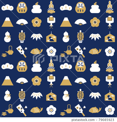 New Year icon pattern background material (dark blue) 79085923