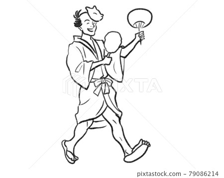 Illustration of a person enjoying a festival with a touch of Japanese painting Illustration of a person enjoying a festival with a touch of Japanese painting 79086214