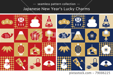 新年圖標 x 方格圖案無縫模式集 79086225