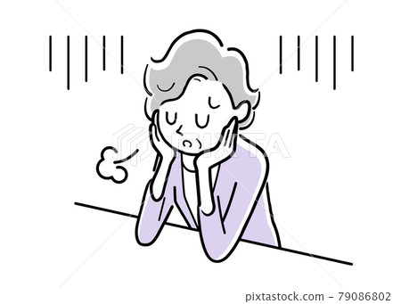 Vector Illustration Material: Senior woman sighing and depressed 79086802