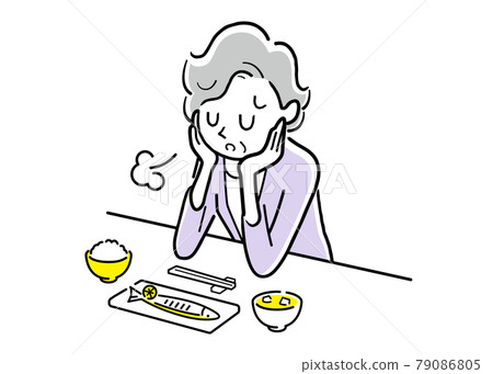 Vector Illustration Material: Senior woman with no appetite 79086805