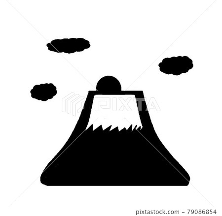 Silhouette of Mt. Fuji peeking through the clouds at sunrise 79086854