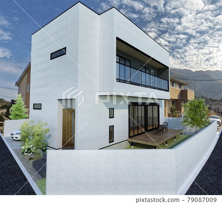 White house with garden terrace 79087009