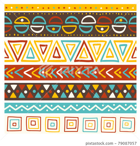 Set of seamless borders with tribal ornaments Set of seamless borders with tribal ornaments 79087057