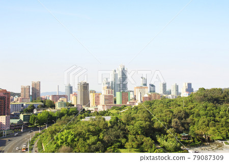 Aerial view of Pyongyang, capital city of the DPRK, North Korea 79087309