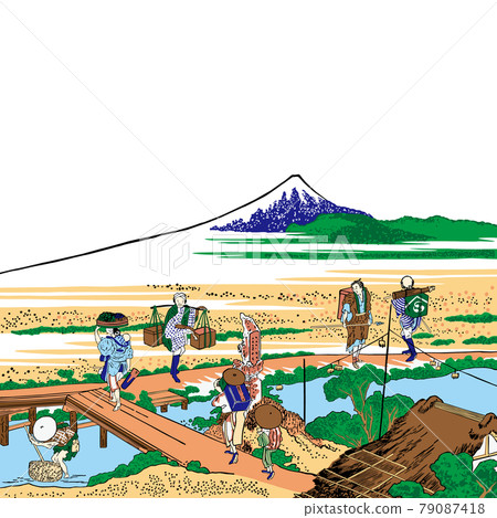 Katsushika Hokusai 圖像 Sagami Nakahara 明亮版方形白色背景 79087418