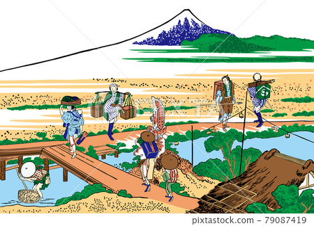 Katsushika Hokusai 圖像 Sagami Nakahara 明亮的版本白色背景 79087419